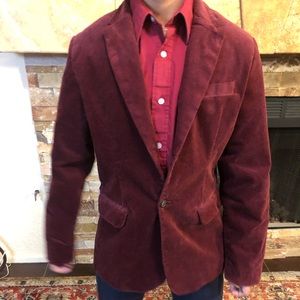 Suede burgundy suit coat
